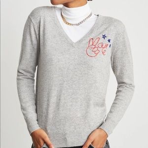 Lingua Franca Vote v neck cashmere sweater M